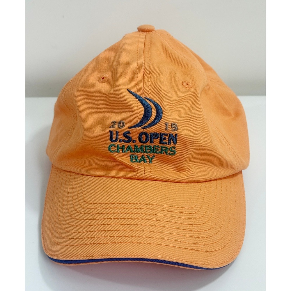 US Open 2015 Hat Cap Orange Adjustable OSFA Strap Golf Chambers Bay USGA Member